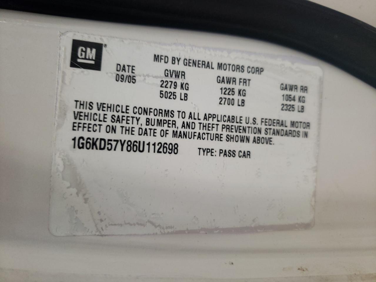 Zdjęcie 10 z aukcji – 2006 CADILLAC DTS z VIN 1G6KD57Y86U112698