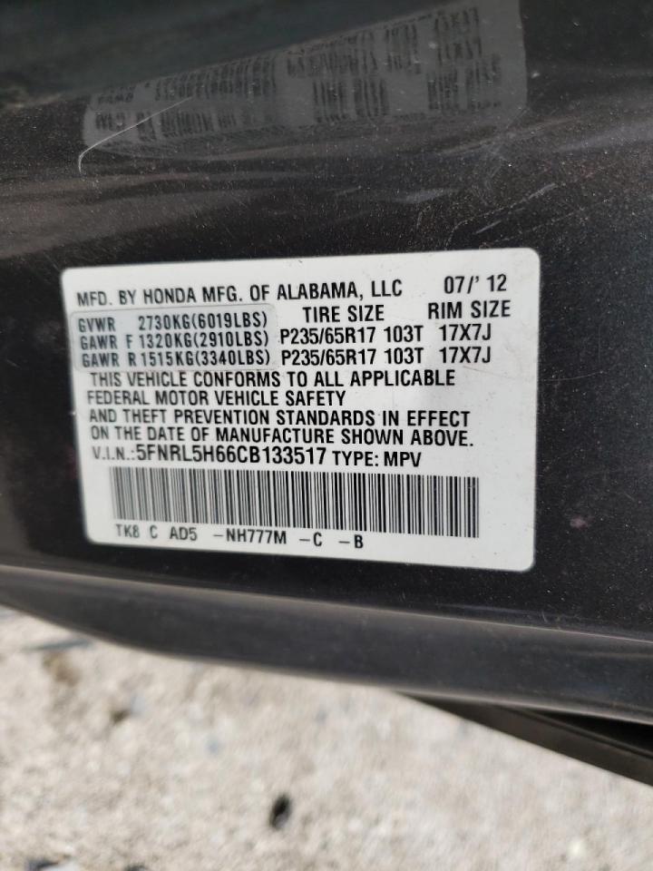 Photo 10 from auction – 2012 HONDA ODYSSEY EX with VIN 5FNRL5H66CB133517