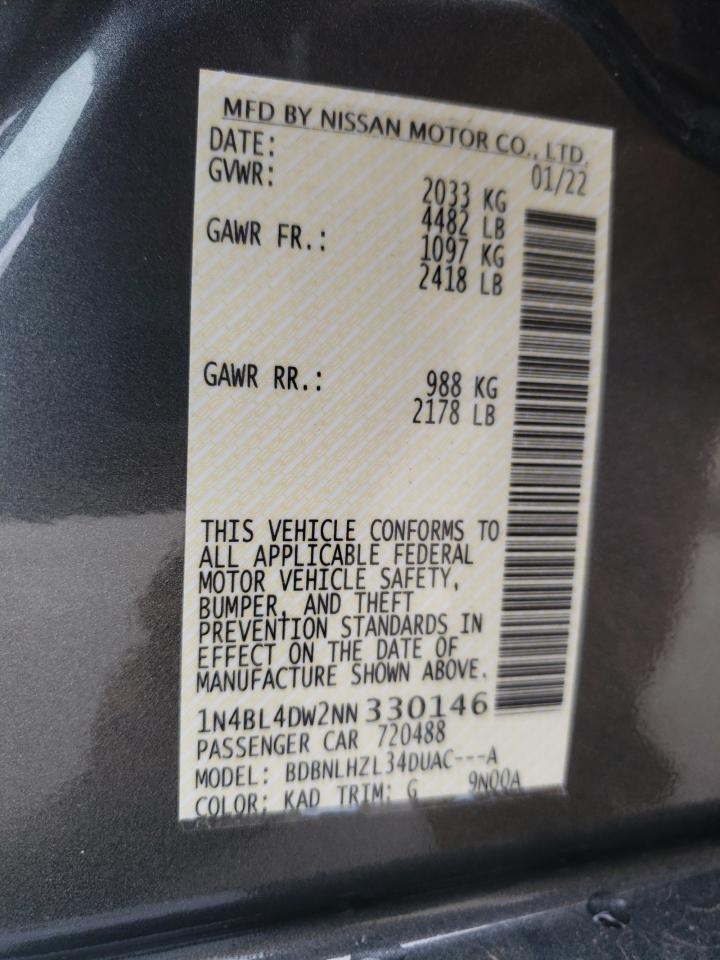 صورة رقم 10 من المزاد - 2022 NISSAN ALTIMA مع VIN 1N4BL4DW2NN330146