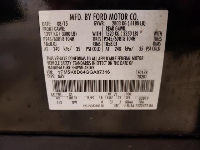 Photo 10 from auction – 2016 FORD EXPLORER X with VIN 1FM5K8D84GGA87316