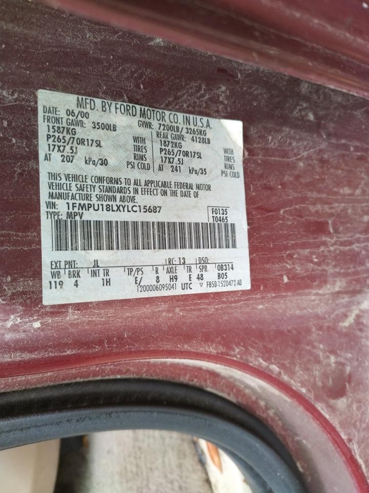 Photo 10 from auction – 2000 FORD EXPEDITION with VIN 1FMPU18LXYLC15687
