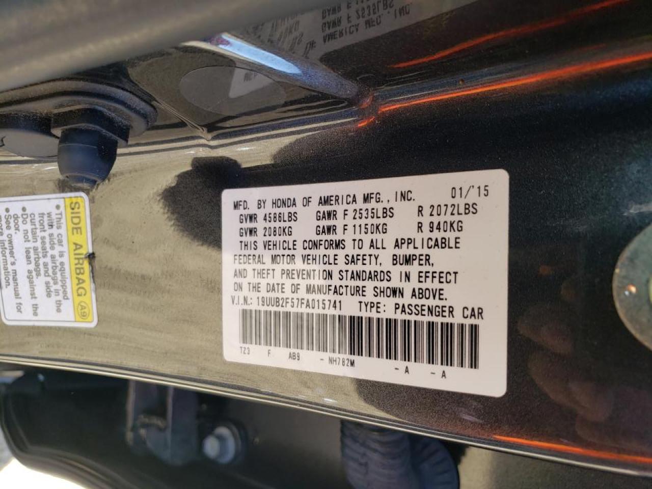 Photo 10 from auction – 2015 ACURA TLX TECH with VIN 19UUB2F57FA015741