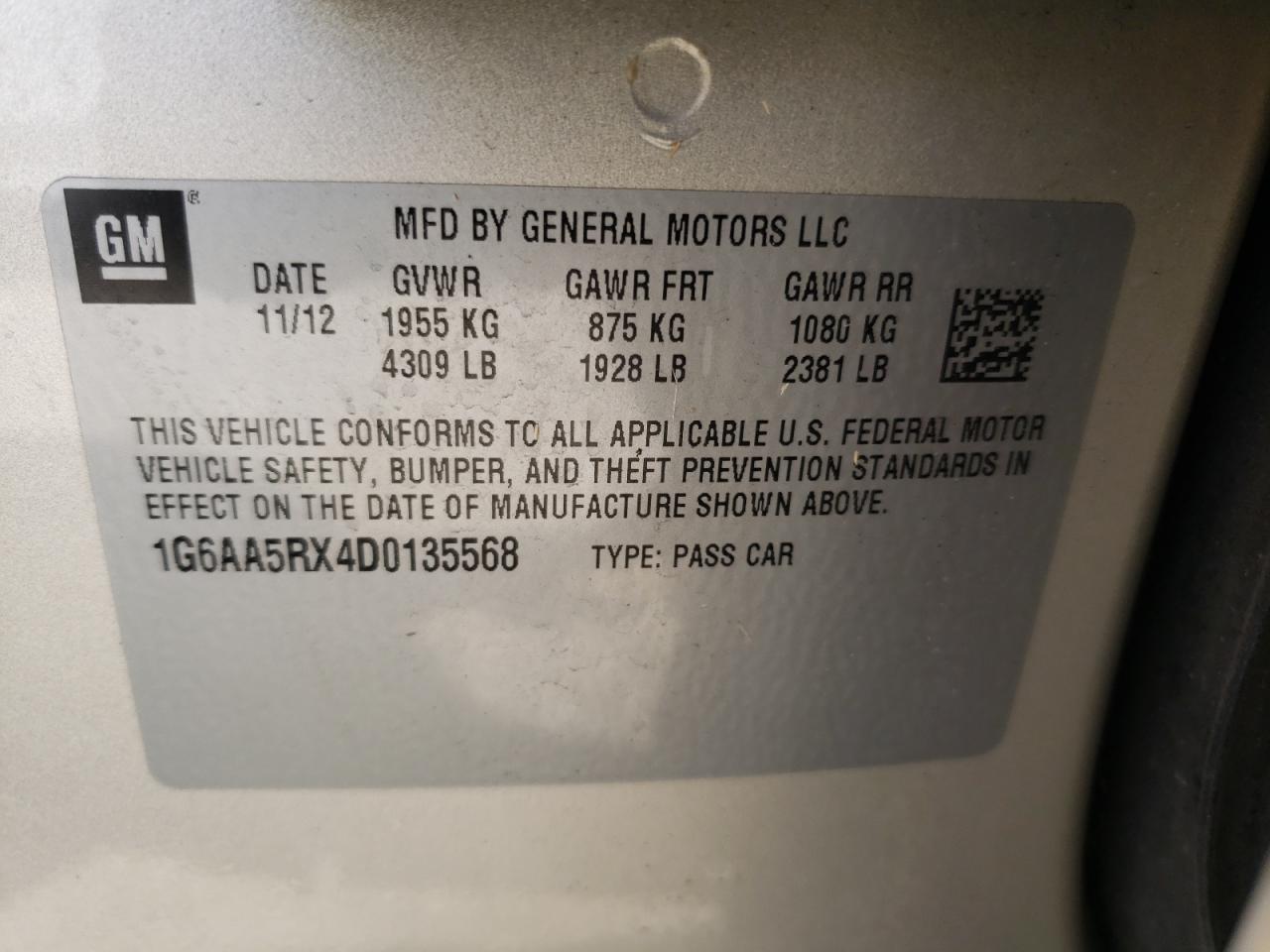 Фото 10 с аукциона – 2013 CADILLAC ATS с VIN 1G6AA5RX4D0135568