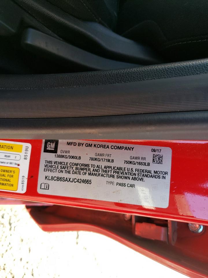 Photo 10 from auction – 2018 CHEVROLET SPARK LS with VIN KL8CB6SAXJC424665