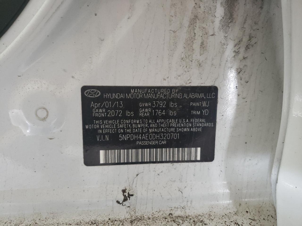 Photo 20 from auction – 2013 HYUNDAI ELANTRA with VIN 5NPDH4AE0DH320701