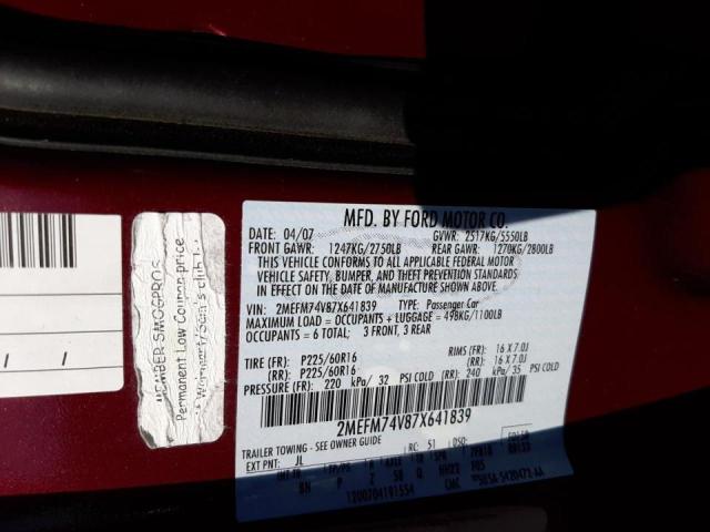 Photo 10 from auction – 2007 MERCURY GRAND MARQ with VIN 2MEFM74V87X641839