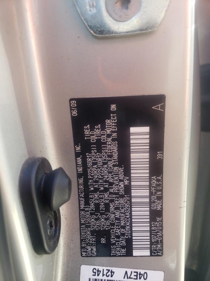 Photo 10 from auction – 2010 TOYOTA SIENNA XLE with VIN 5TDYK4CC4AS295791