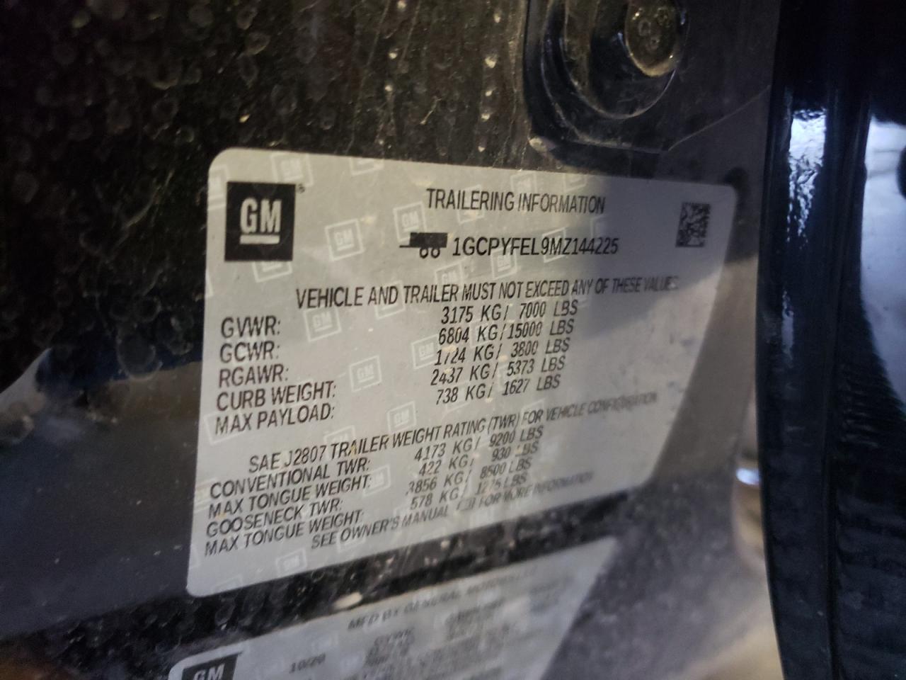 Photo 10 from auction – 2021 CHEVROLET SILVERADO with VIN 1GCPYFEL9MZ144225