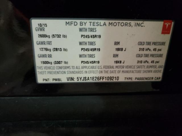 Photo 10 from auction – 2015 TESLA MODEL S with VIN 5YJSA1E26FF109210