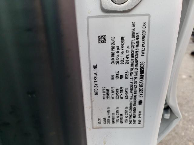 Photo 10 from auction – 2021 TESLA MODEL 3 with VIN 5YJ3E1EAXMF085636