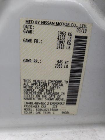 Photo 10 from auction – 2019 NISSAN ALTIMA S with VIN 1N4BL4BV4KC209992