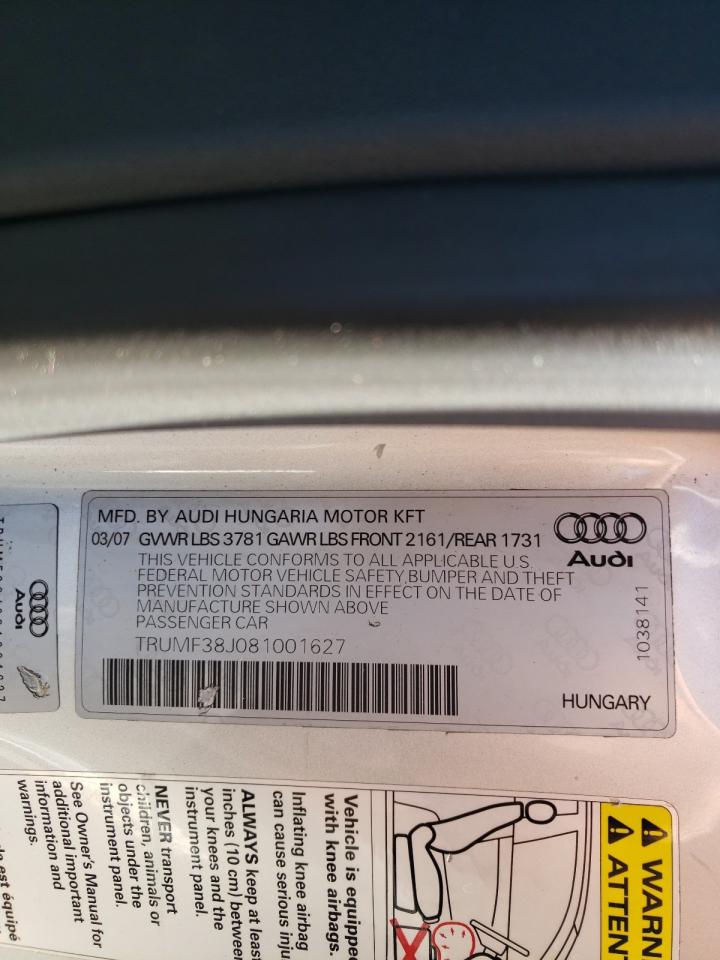 Photo 10 from auction – 2008 AUDI TT 2.0T with VIN TRUMF38J081001627
