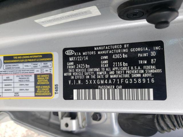 Photo 10 from auction – 2015 KIA OPTIMA LX with VIN 5XXGM4A71FG358916