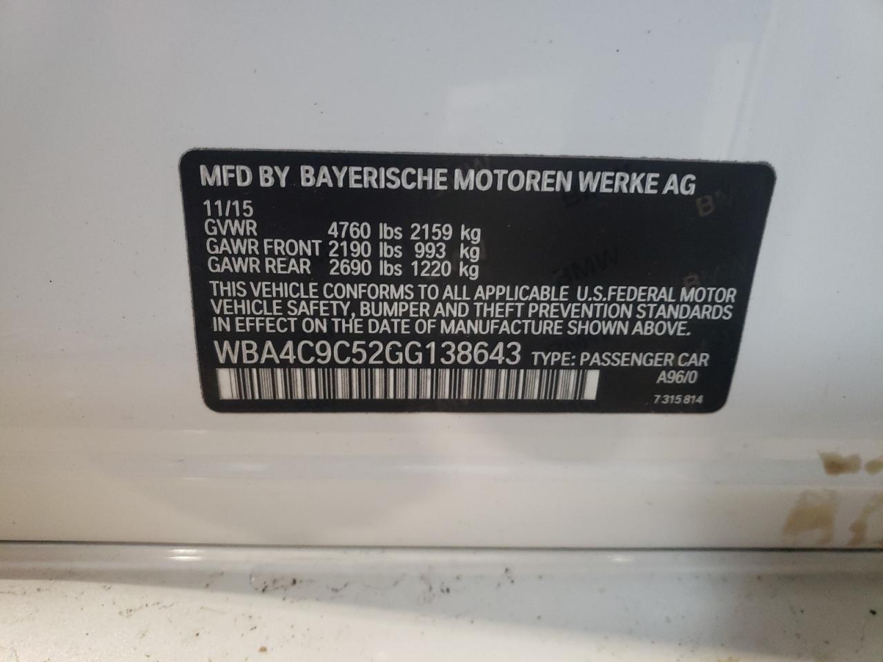 Photo 10 from auction – 2016 BMW 428 XI GRA with VIN WBA4C9C52GG138643