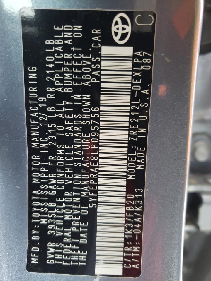 Photo 10 from auction – 2020 TOYOTA COROLLA LE with VIN 5YFEPRAE8LP095756