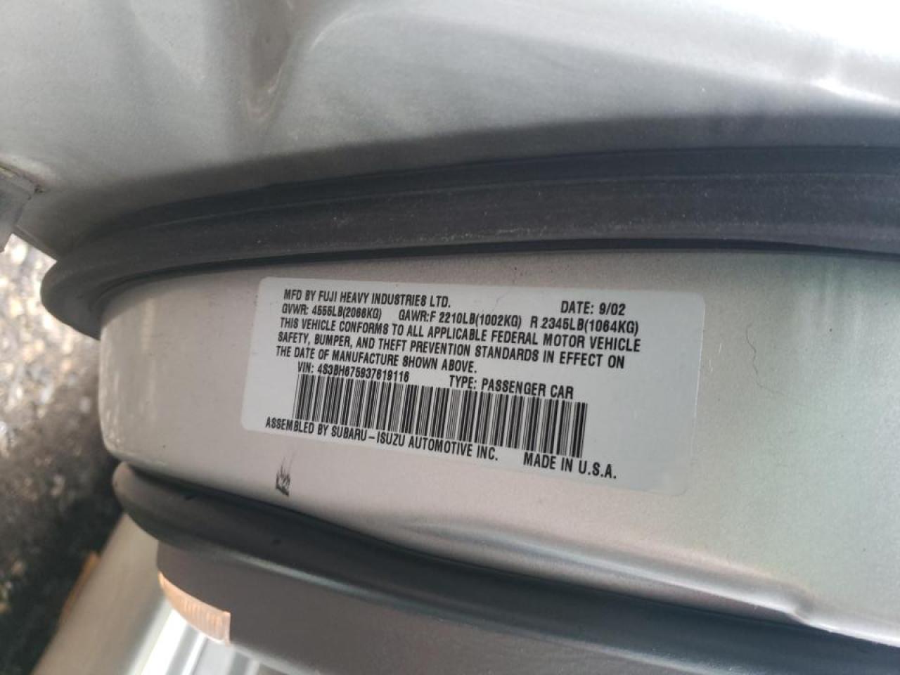 Photo 10 from auction – 2003 SUBARU LEGACY OUT with VIN 4S3BH675937619116