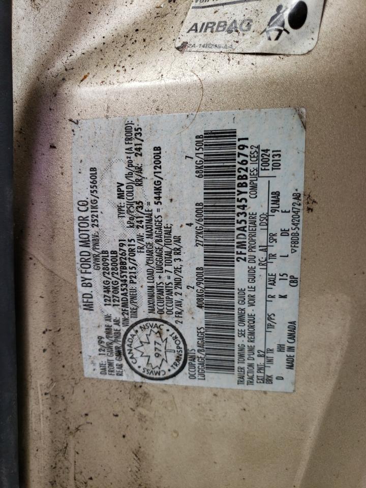Photo 10 from auction – 2000 FORD WINDSTAR S with VIN 2FMDA5345YBB26791