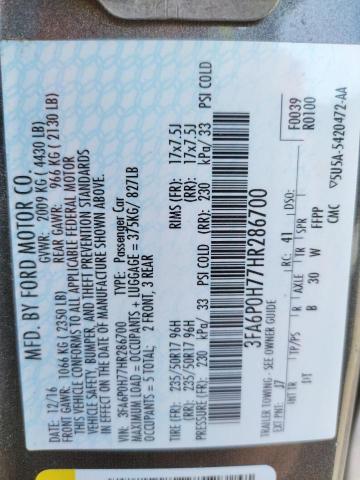 Photo 10 from auction – 2017 FORD FUSION SE with VIN 3FA6P0H77HR286700