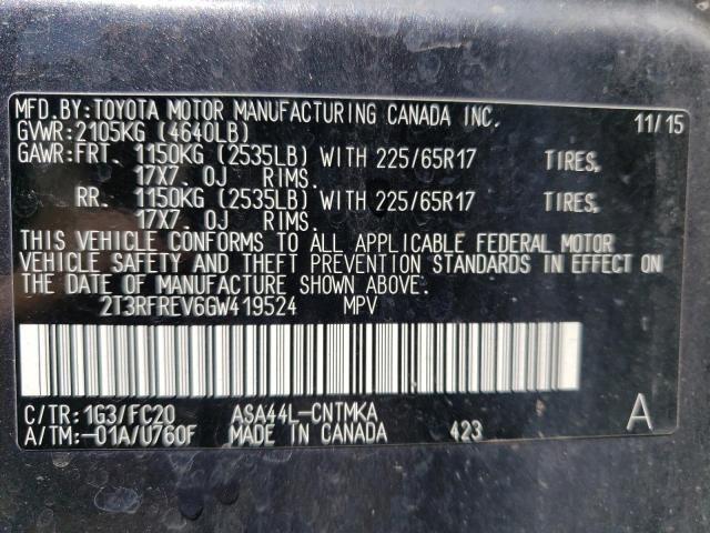 Photo 10 from auction – 2016 TOYOTA RAV4 XLE with VIN 2T3RFREV6GW419524