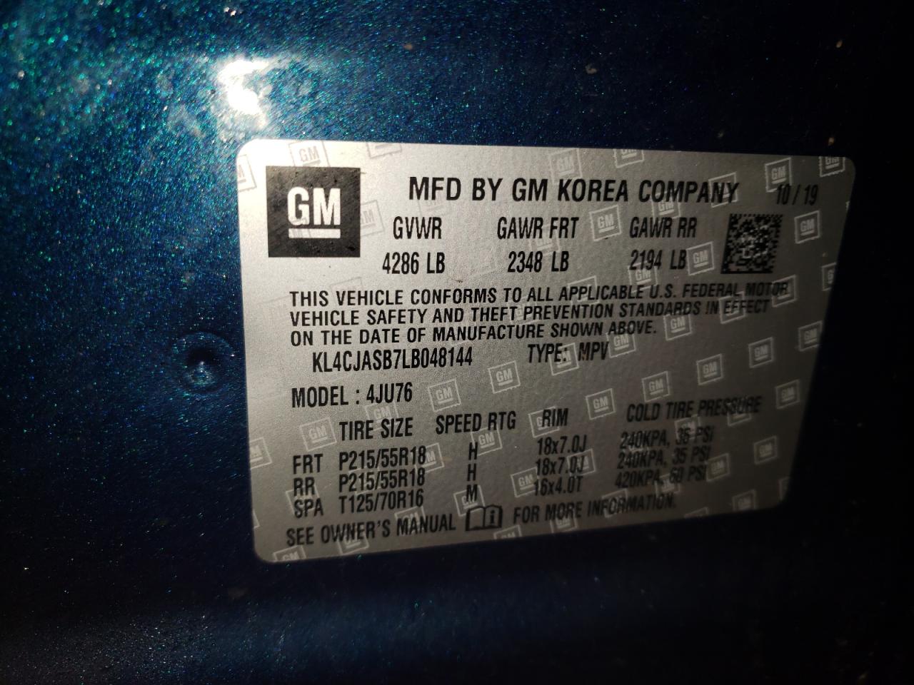 Photo 10 from auction – 2020 BUICK ENCORE PRE with VIN KL4CJASB7LB048144