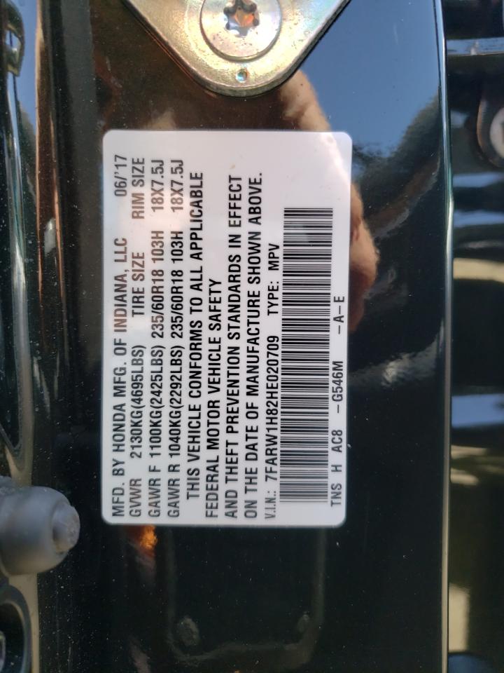Photo 10 from auction – 2017 HONDA CR-V EXL with VIN 7FARW1H82HE020709