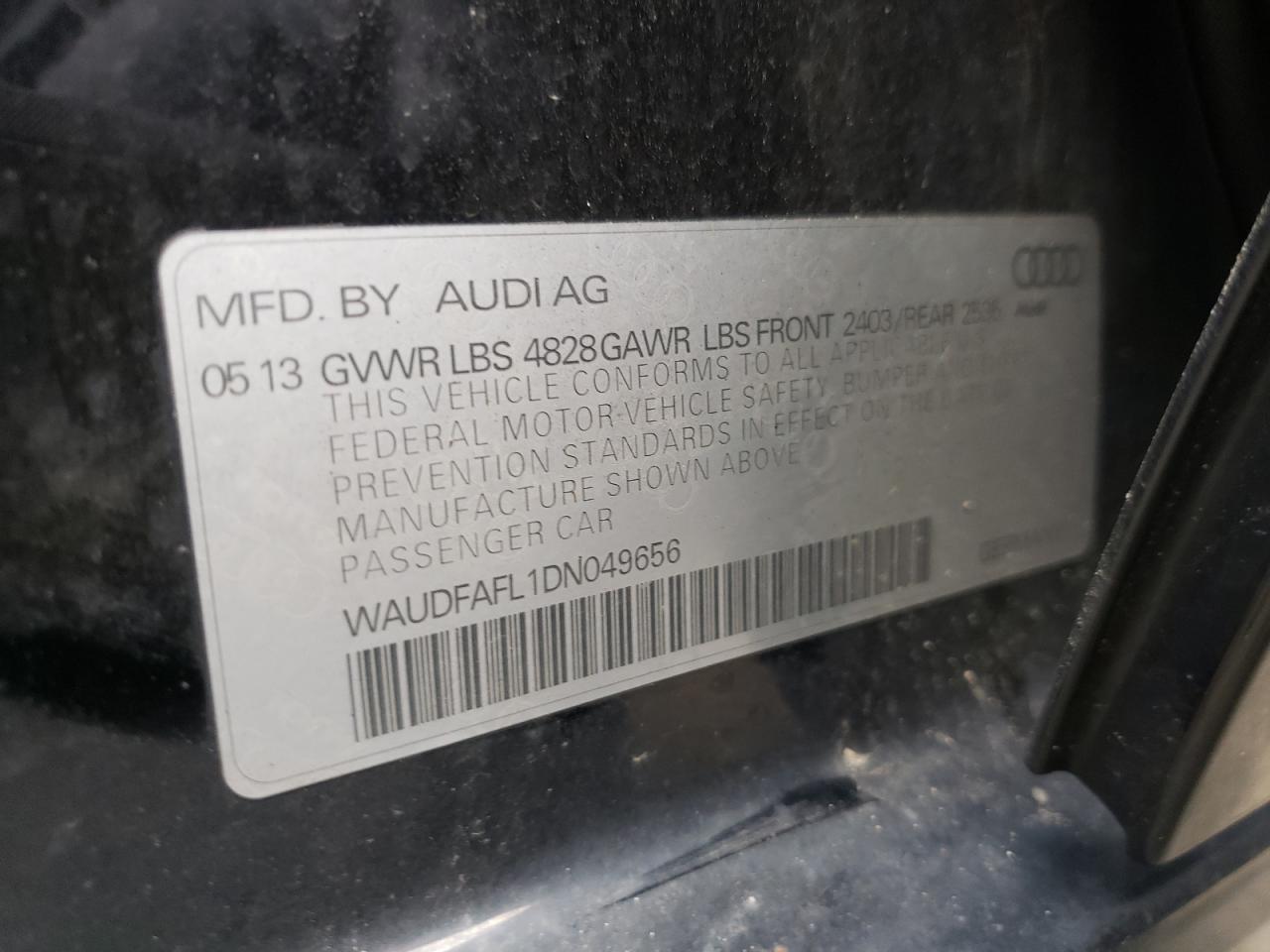 Photo 10 from auction – 2013 AUDI A4 PREMIUM with VIN WAUDFAFL1DN049656