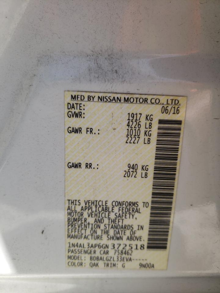 Photo 10 from auction – 2016 NISSAN ALTIMA 2.5 with VIN 1N4AL3AP6GN372518