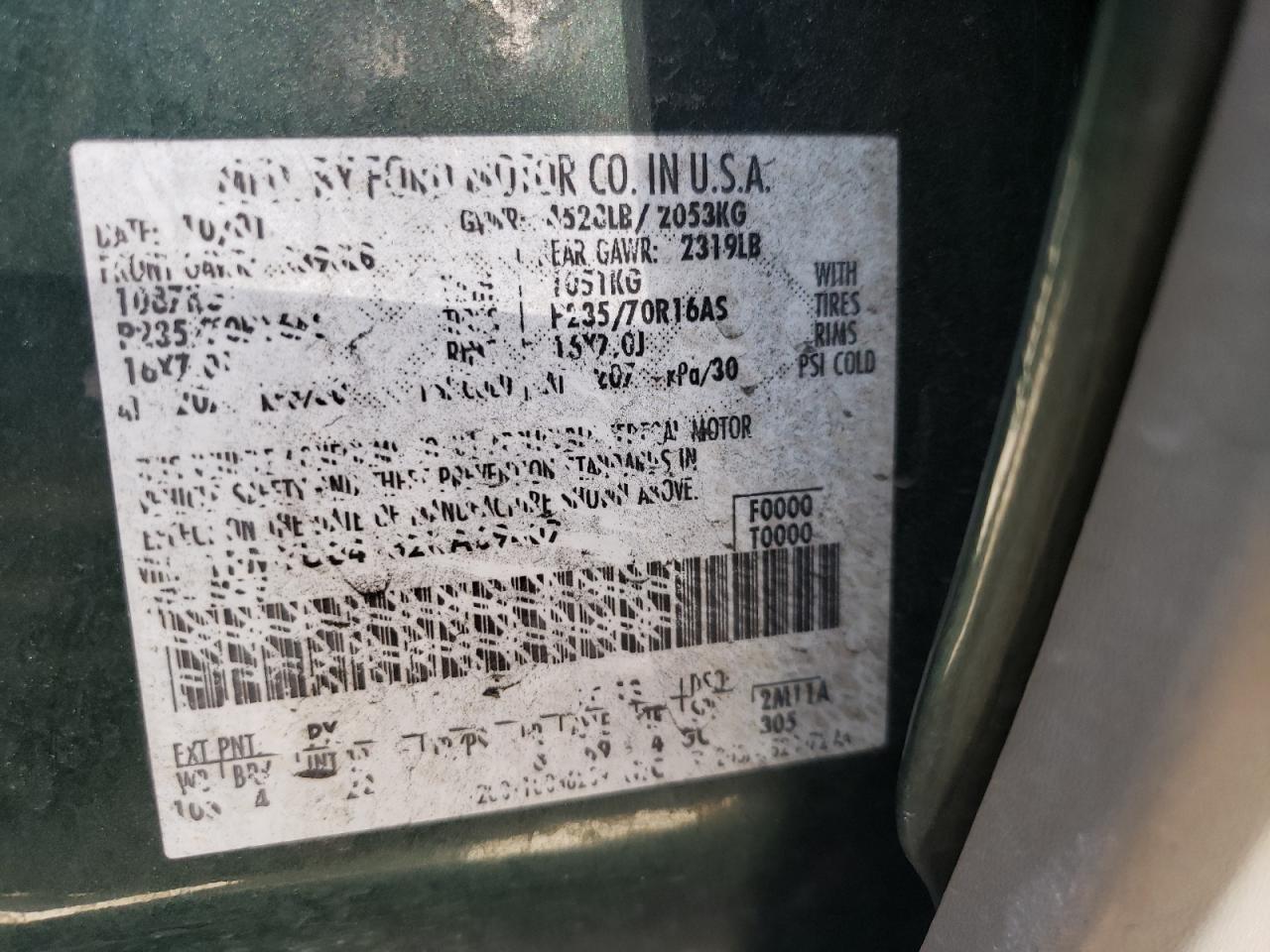 Photo 10 from auction – 2002 FORD ESCAPE SE with VIN 1FMYU04132KA69407