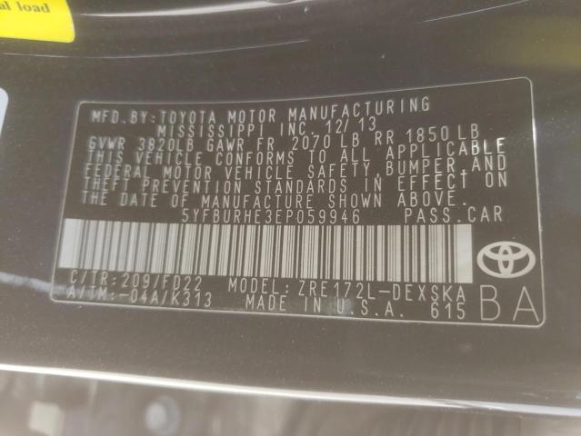 Photo 10 from auction – 2014 TOYOTA COROLLA L with VIN 5YFBURHE3EP059946
