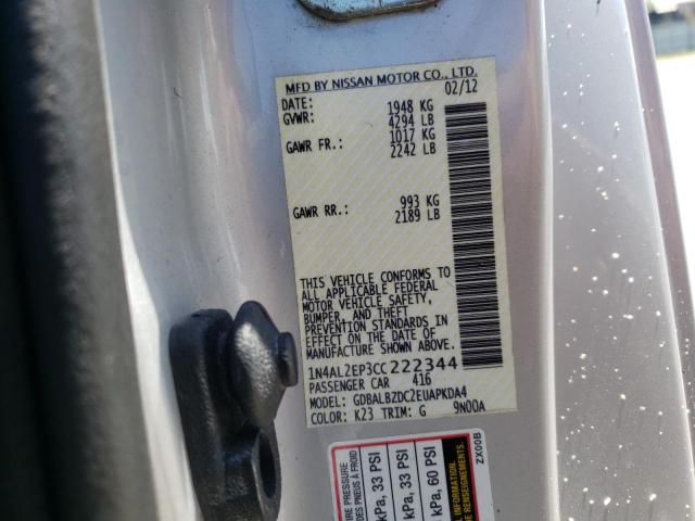 Photo 10 from auction – 2012 NISSAN ALTIMA S with VIN 1N4AL2EP3CC222344