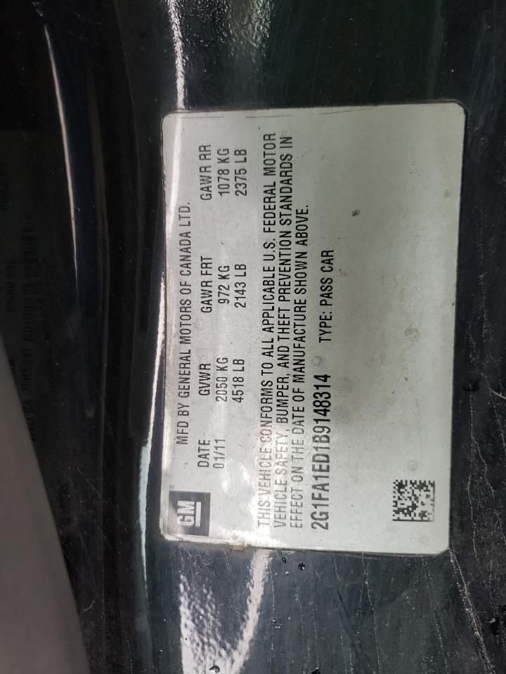 Photo 10 from auction – 2011 CHEVROLET CAMARO LS with VIN 2G1FA1ED1B9148314