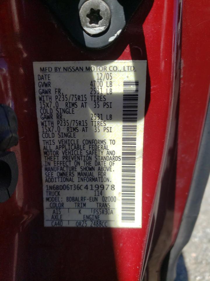 Photo 10 from auction – 2006 NISSAN FRONTIER K with VIN 1N6BD06T36C419978