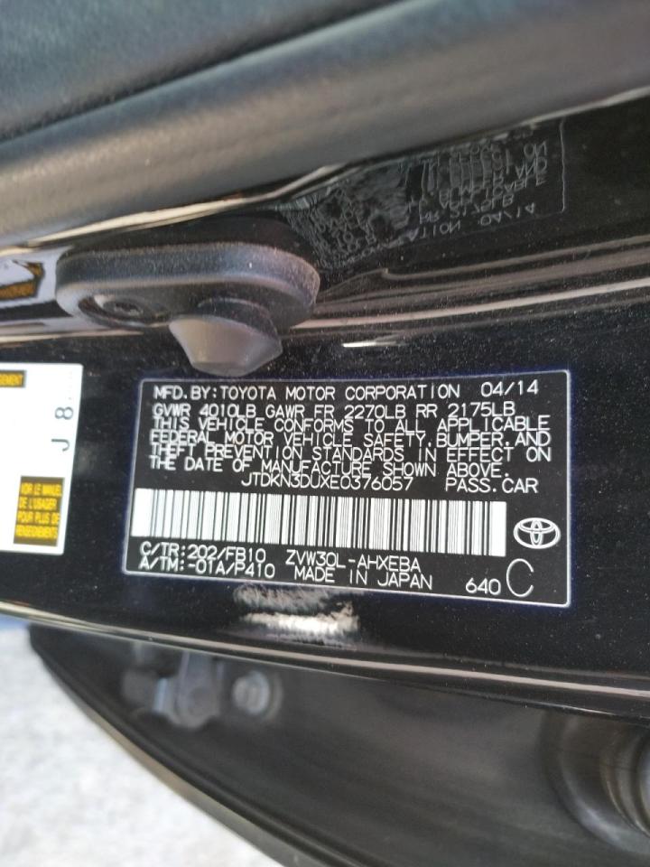 Photo 10 from auction – 2014 TOYOTA PRIUS with VIN JTDKN3DUXE0376057