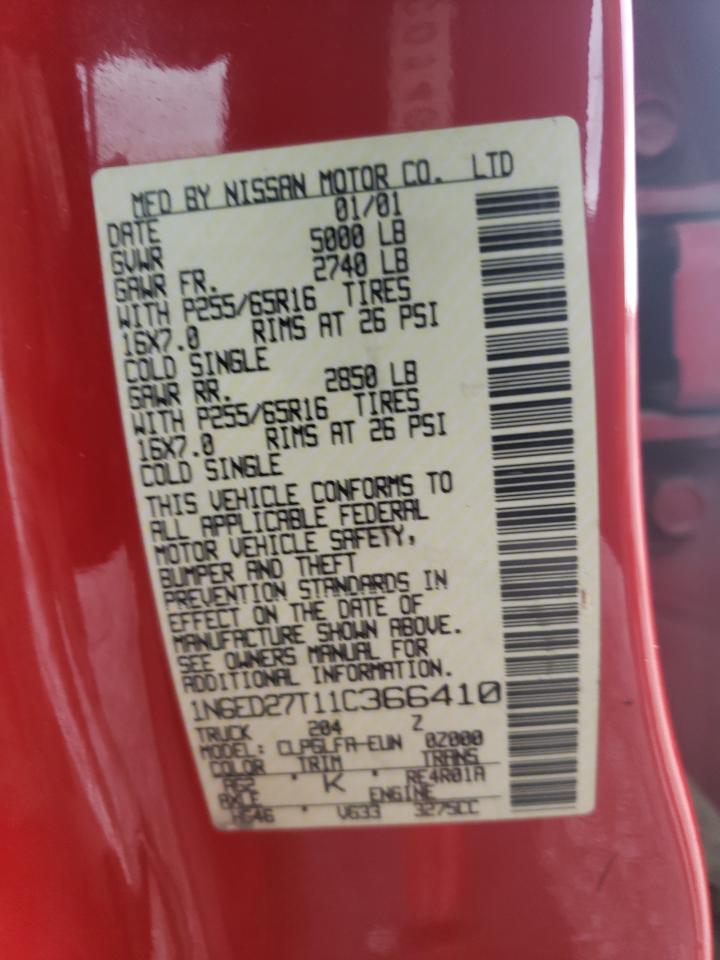 Photo 10 from auction – 2001 NISSAN FRONTIER C with VIN 1N6ED27T11C366410