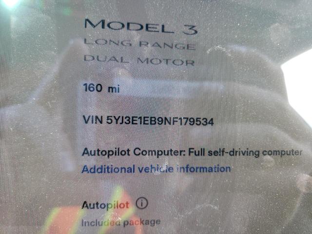 Photo 10 from auction – 2022 TESLA MODEL 3 with VIN 5YJ3E1EB9NF179534