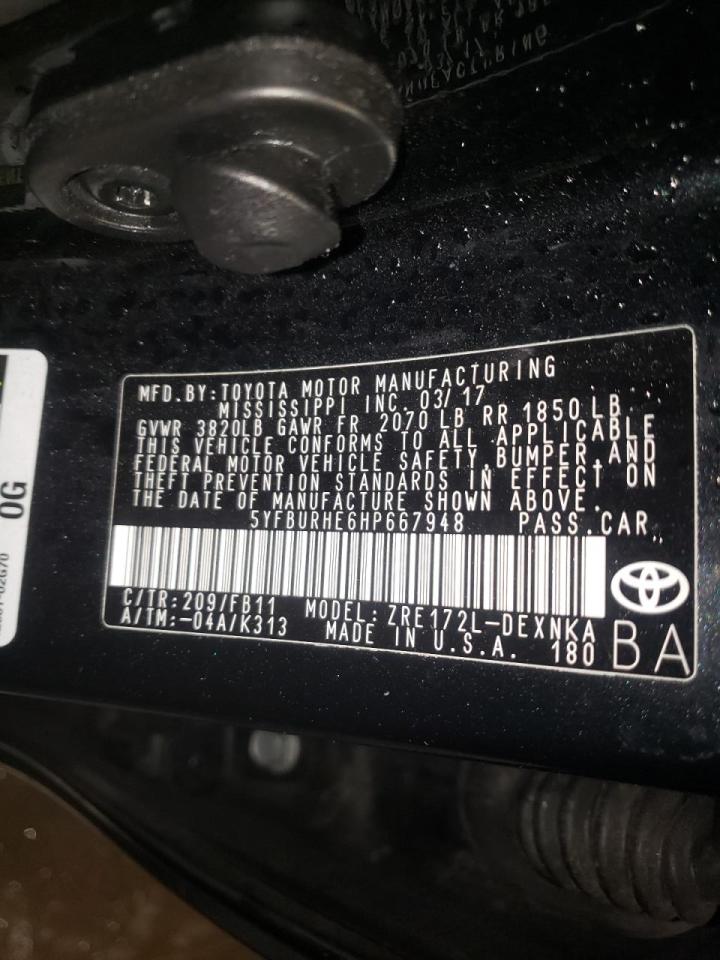 Photo 10 from auction – 2017 TOYOTA COROLLA L with VIN 5YFBURHE6HP667948