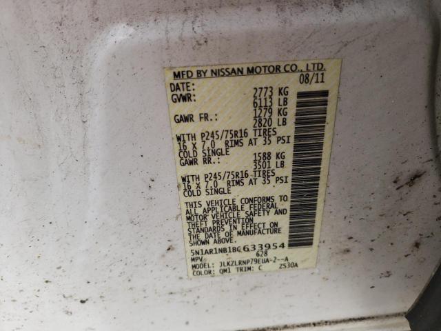 Photo 10 from auction – 2011 NISSAN PATHFINDER with VIN 5N1AR1NB1BC633954