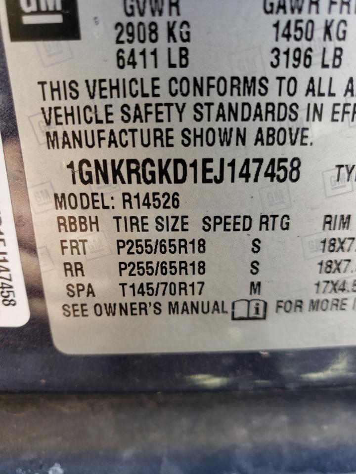Photo 10 from auction – 2014 CHEVROLET TRAVERSE L with VIN 1GNKRGKD1EJ147458