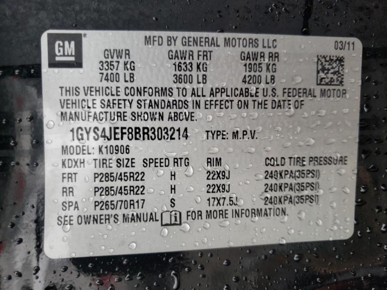 Photo 10 from auction – 2011 CADILLAC ESCALADE E with VIN 1GYS4JEF8BR303214