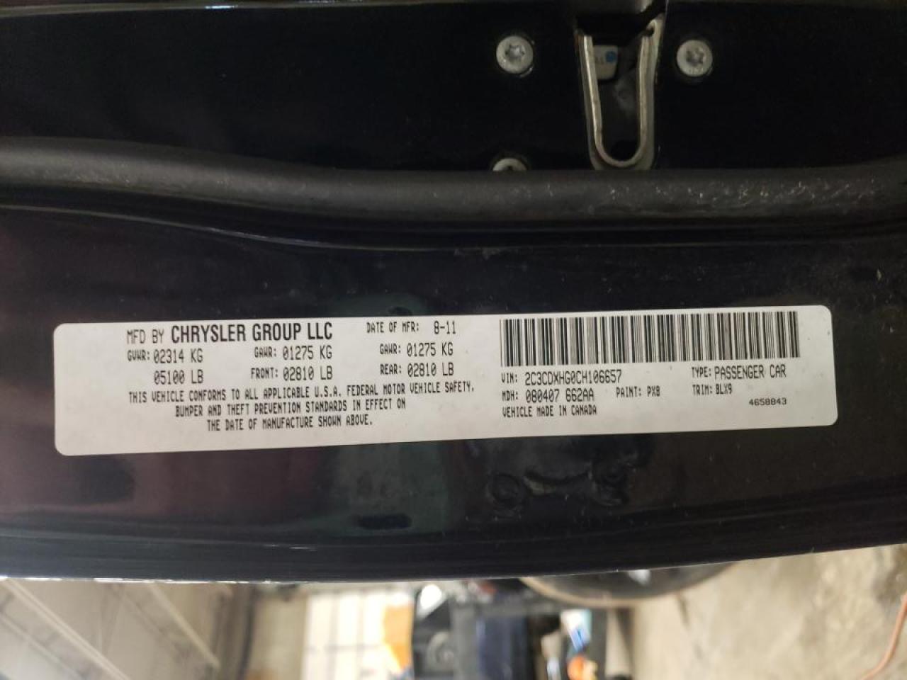 Photo 10 from auction – 2012 DODGE CHARGER SX with VIN 2C3CDXHG0CH106657
