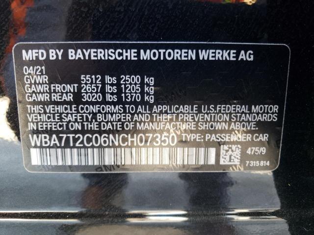 Photo 10 from auction – 2022 BMW 740 I with VIN WBA7T2C06NCH07350