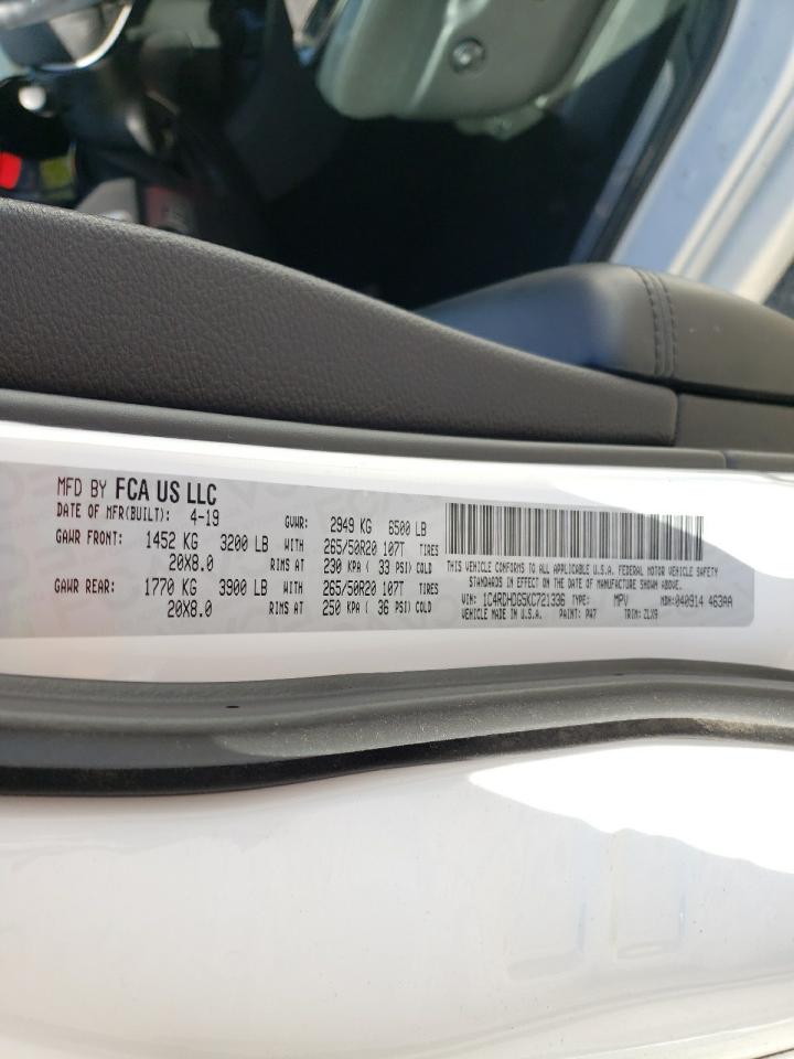 Photo 10 from auction – 2019 DODGE DURANGO GT with VIN 1C4RDHDG5KC721336