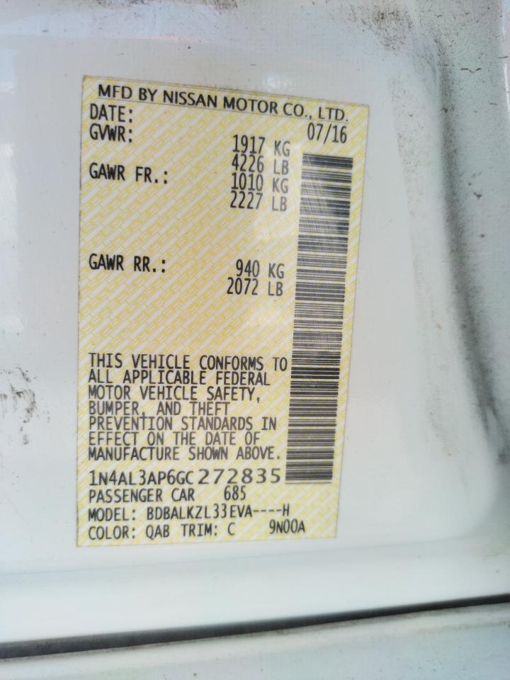 Photo 10 from auction – 2016 NISSAN ALTIMA 2.5 with VIN 1N4AL3AP6GC272835