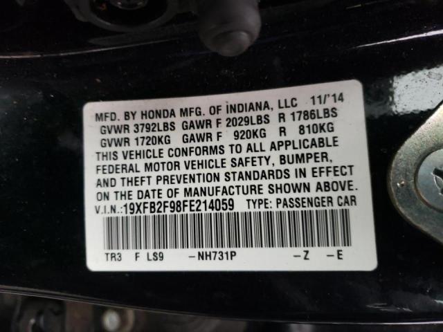 Photo 10 from auction – 2015 HONDA CIVIC EXL with VIN 19XFB2F98FE214059