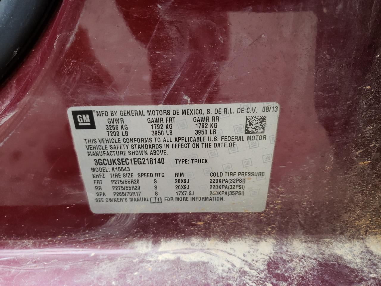 Photo 10 from auction – 2014 CHEVROLET SILVERADO with VIN 3GCUKSEC1EG218140