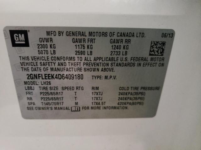 Photo 10 from auction – 2013 CHEVROLET EQUINOX LT with VIN 2GNFLEEK4D6409180