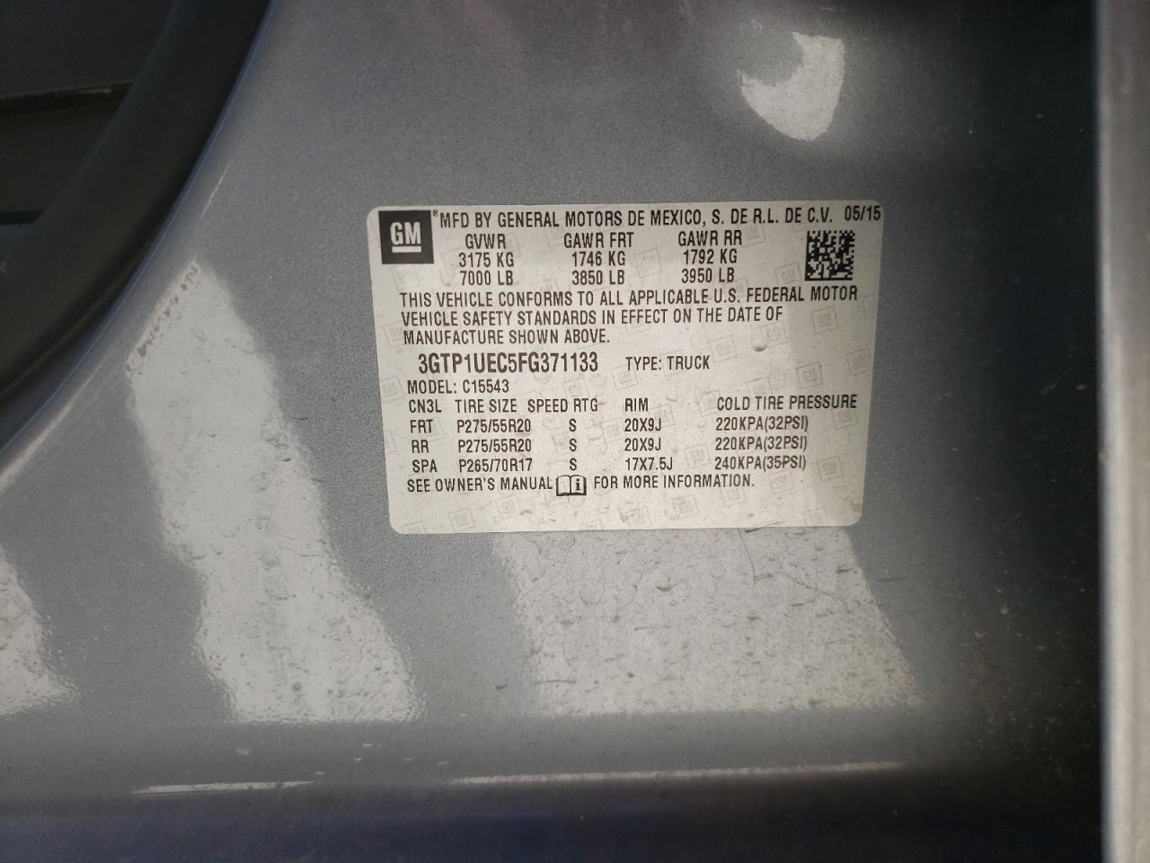 Photo 10 from auction – 2015 GMC SIERRA C15 with VIN 3GTP1UEC5FG371133
