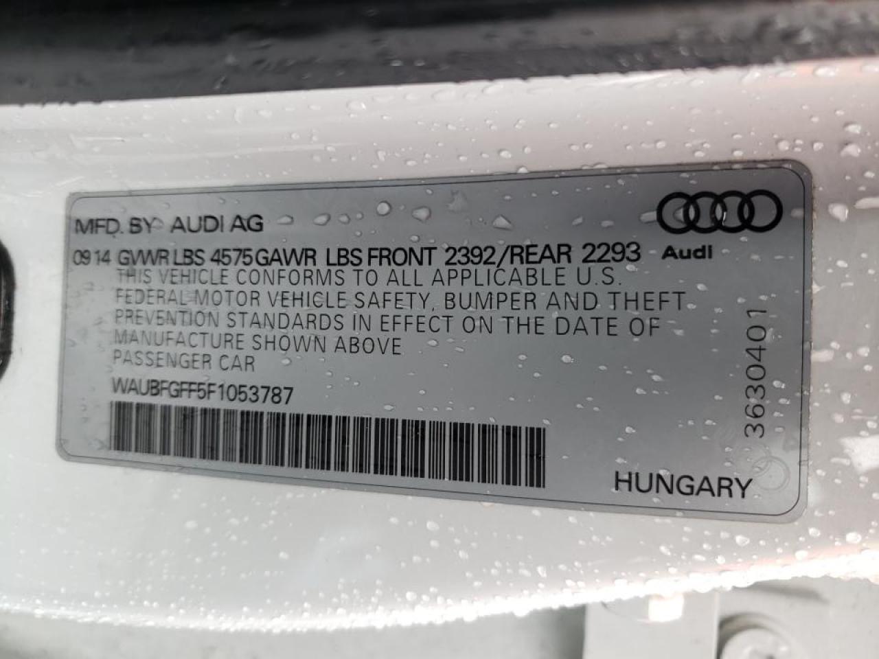 Photo 10 from auction – 2015 AUDI S3 PREMIUM with VIN WAUBFGFF5F1053787