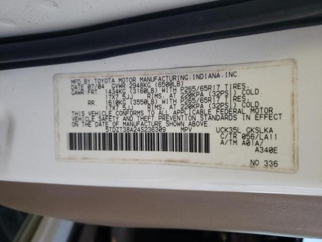 Photo 10 from auction – 2004 TOYOTA SEQUOIA SR with VIN 5TDZT34A84S208309