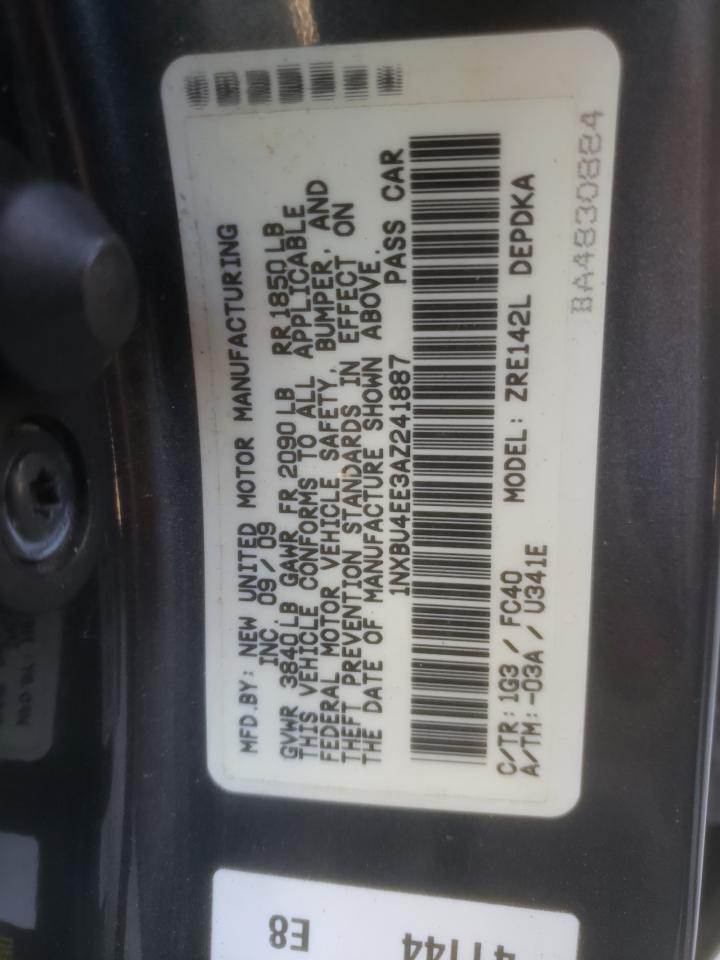 Photo 10 from auction – 2010 TOYOTA COROLLA BA with VIN 1NXBU4EE3AZ241887
